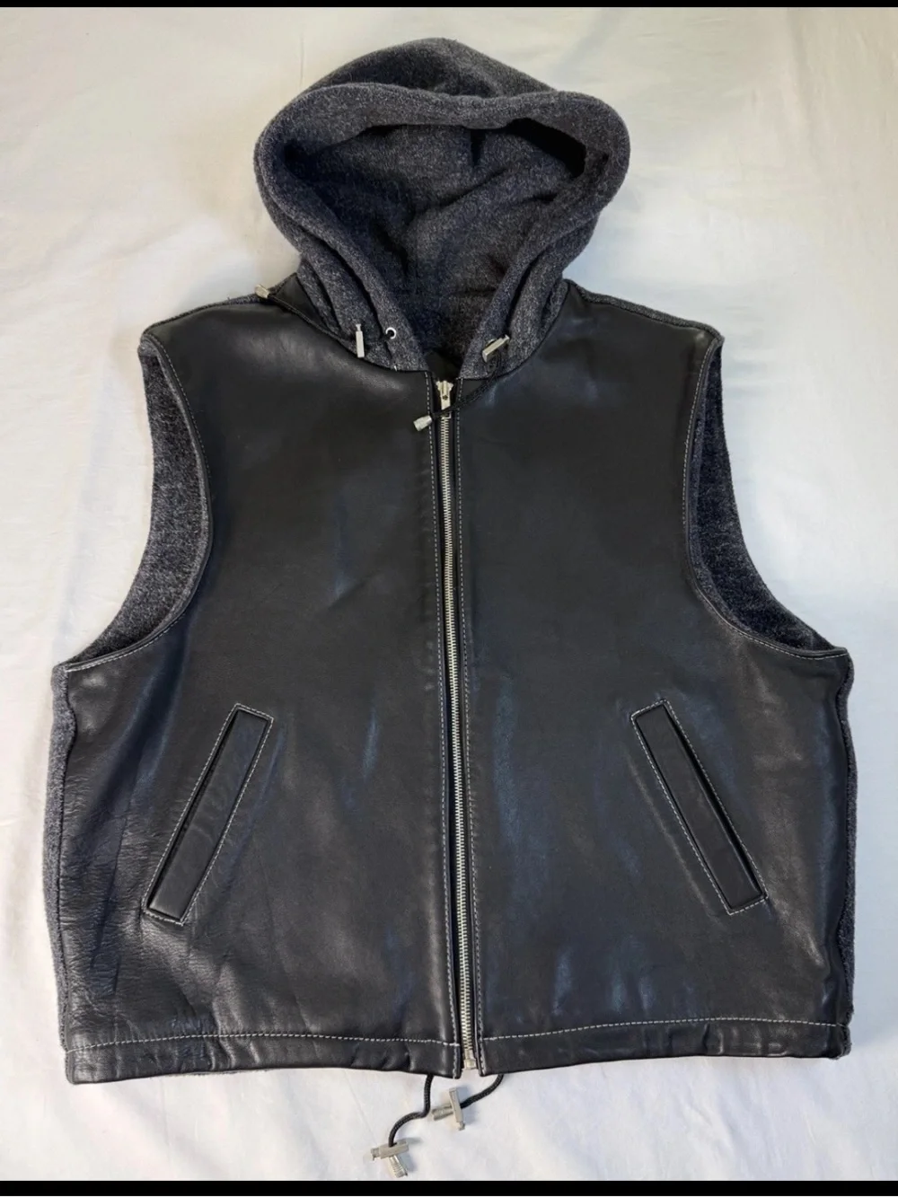 Y2K Nordstrom Rubbish XL Men’s Hoodie Vest Leather Wool Twilight BP Grunge Skate